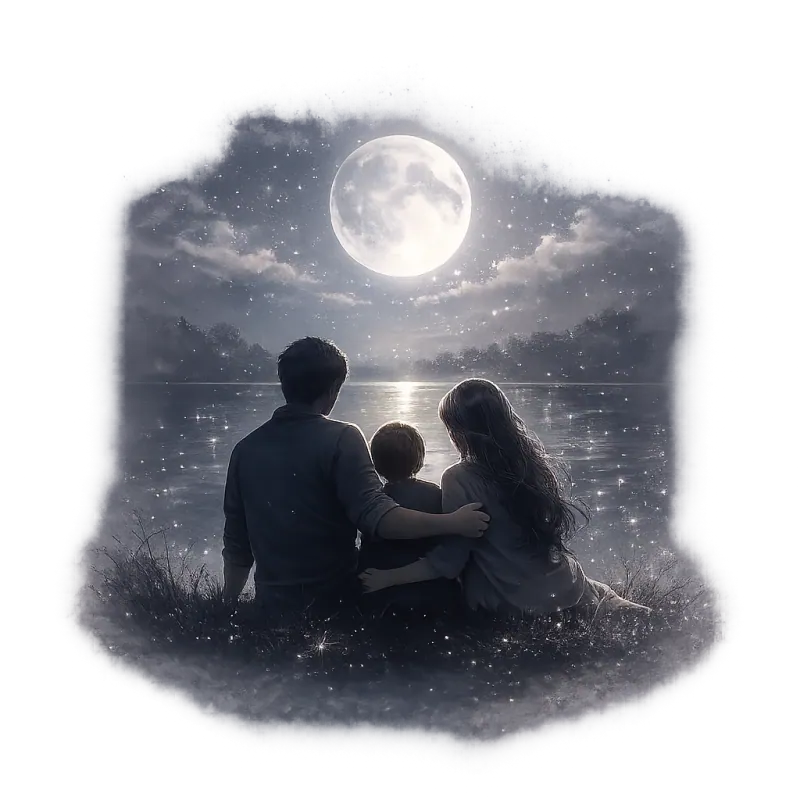 Family looking at the Moon , book a Vedic astrology consultation