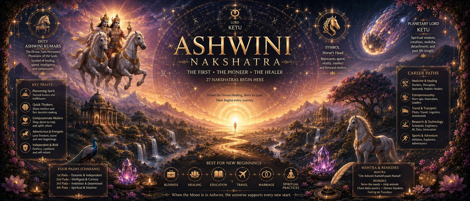 Ashwini nakshatra complete guide Vedic astrology personality and healing