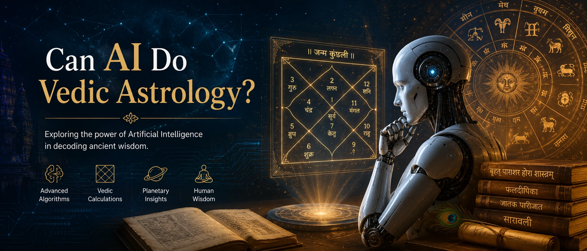 Can AI do Vedic astrology, robot studying kundali chart versus classical Jyotish texts, Soul Infinity