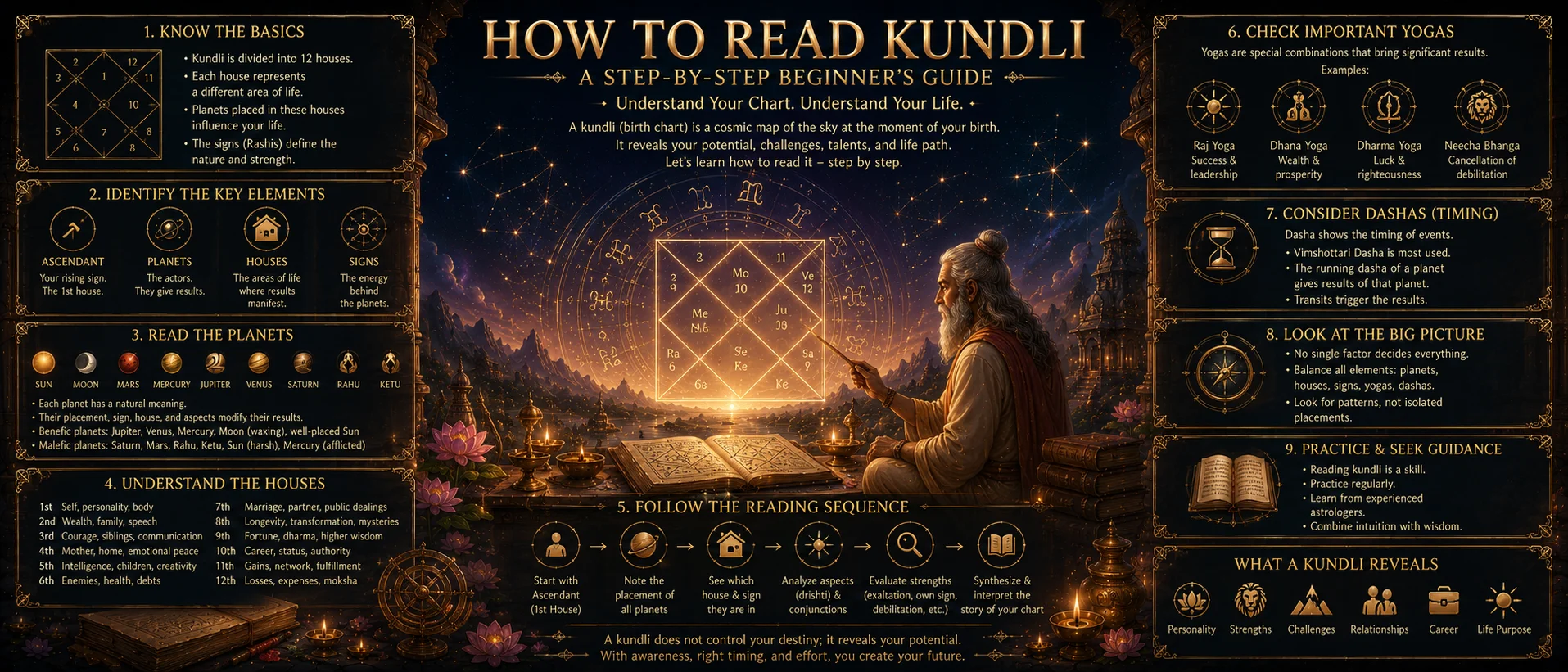 How to read kundli step by step beginners guide Vedic astrology birth chart