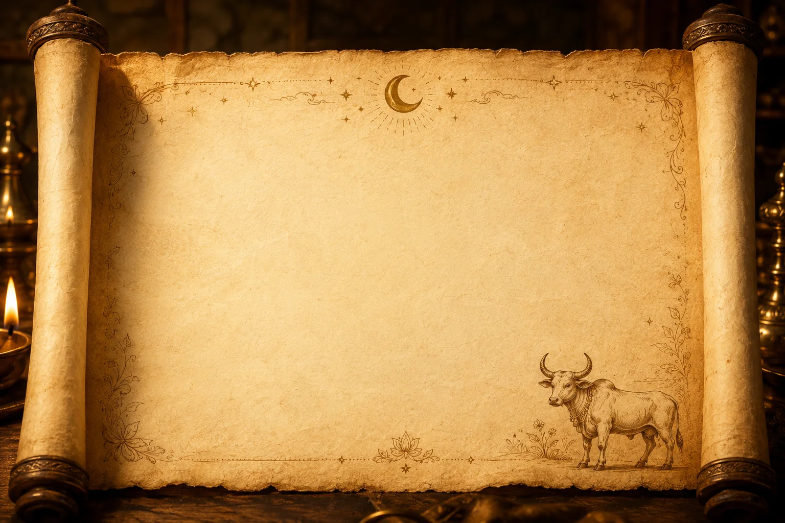 Ancient Vedic parchment scroll
