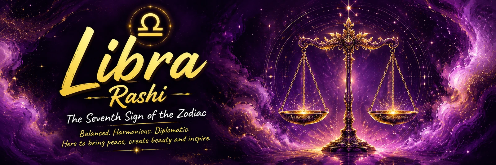 Tula Rashi hero banner showing Libra Vedic astrology symbolism for Soul Infinity