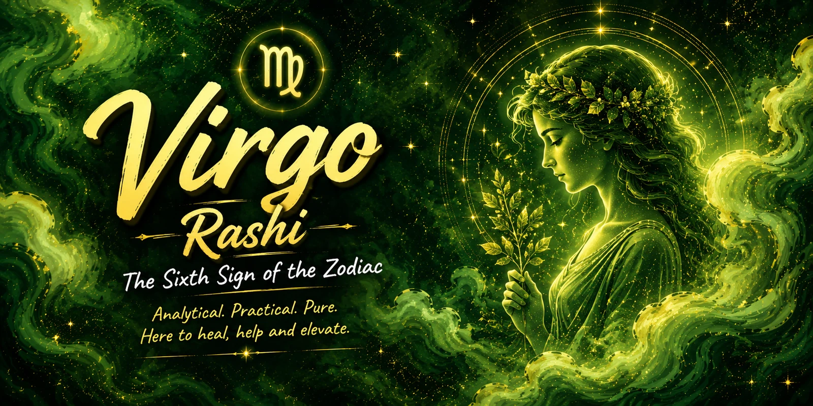 Kanya Rashi hero banner showing Virgo Vedic astrology symbolism for Soul Infinity